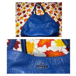 COACH Vivid Blue Pebble Leather Lexy Shoulder Bag